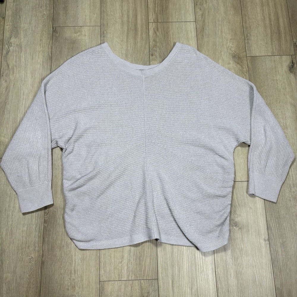J Jill Wearever Collection Gray Taupe Ribbed Knit Relaxed Fit Sweater Top Large.
